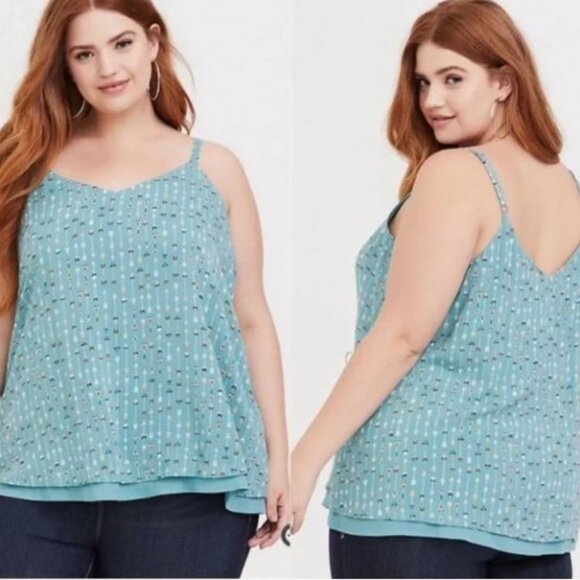 TORRID NEW 2X 2 Sophie Challis Double Layer Swing Cami Arrow Pattern Tank Top - Picture 1 of 8